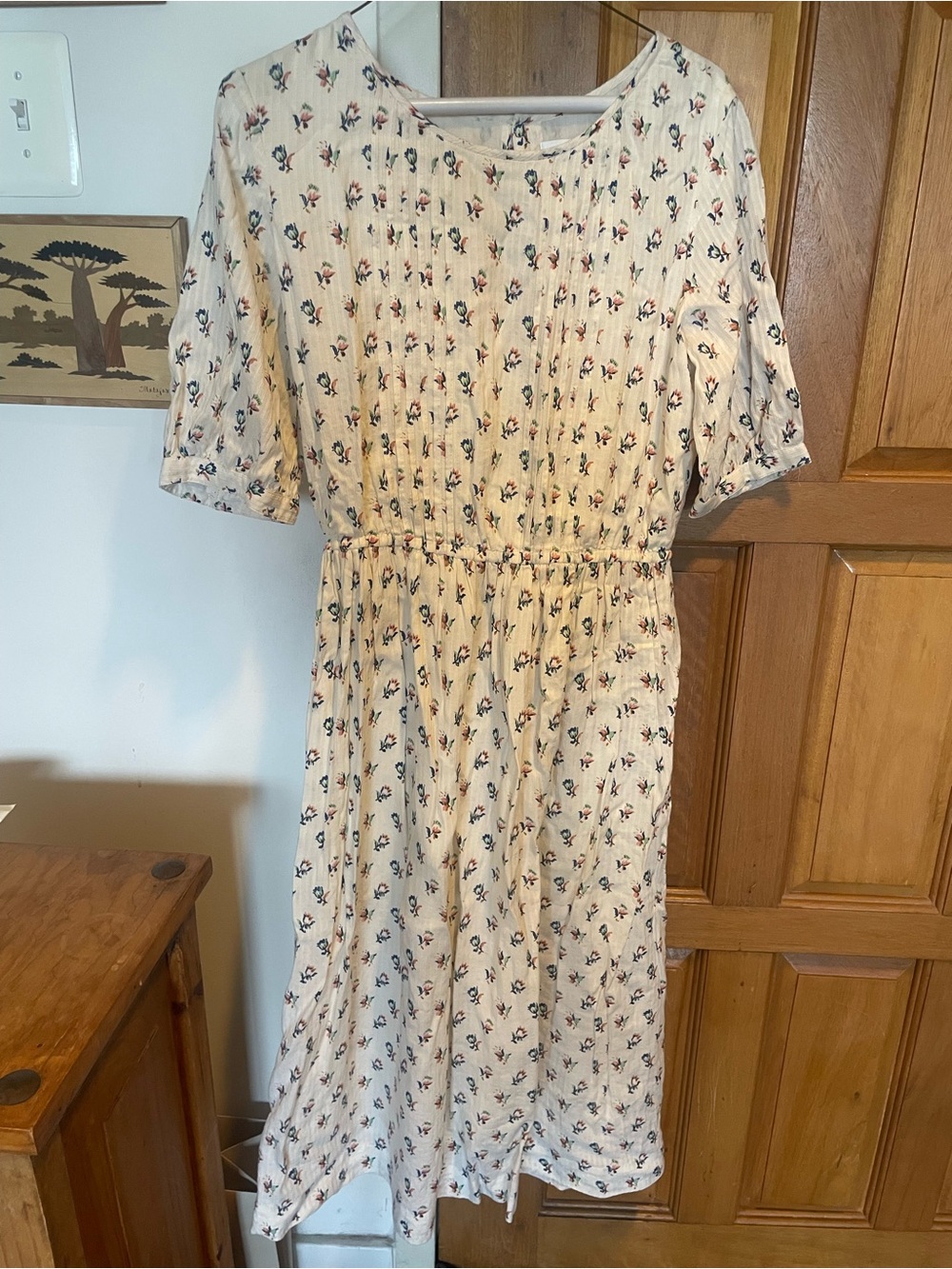 Bonpoint Cream Midi Dress with Small Floral Print